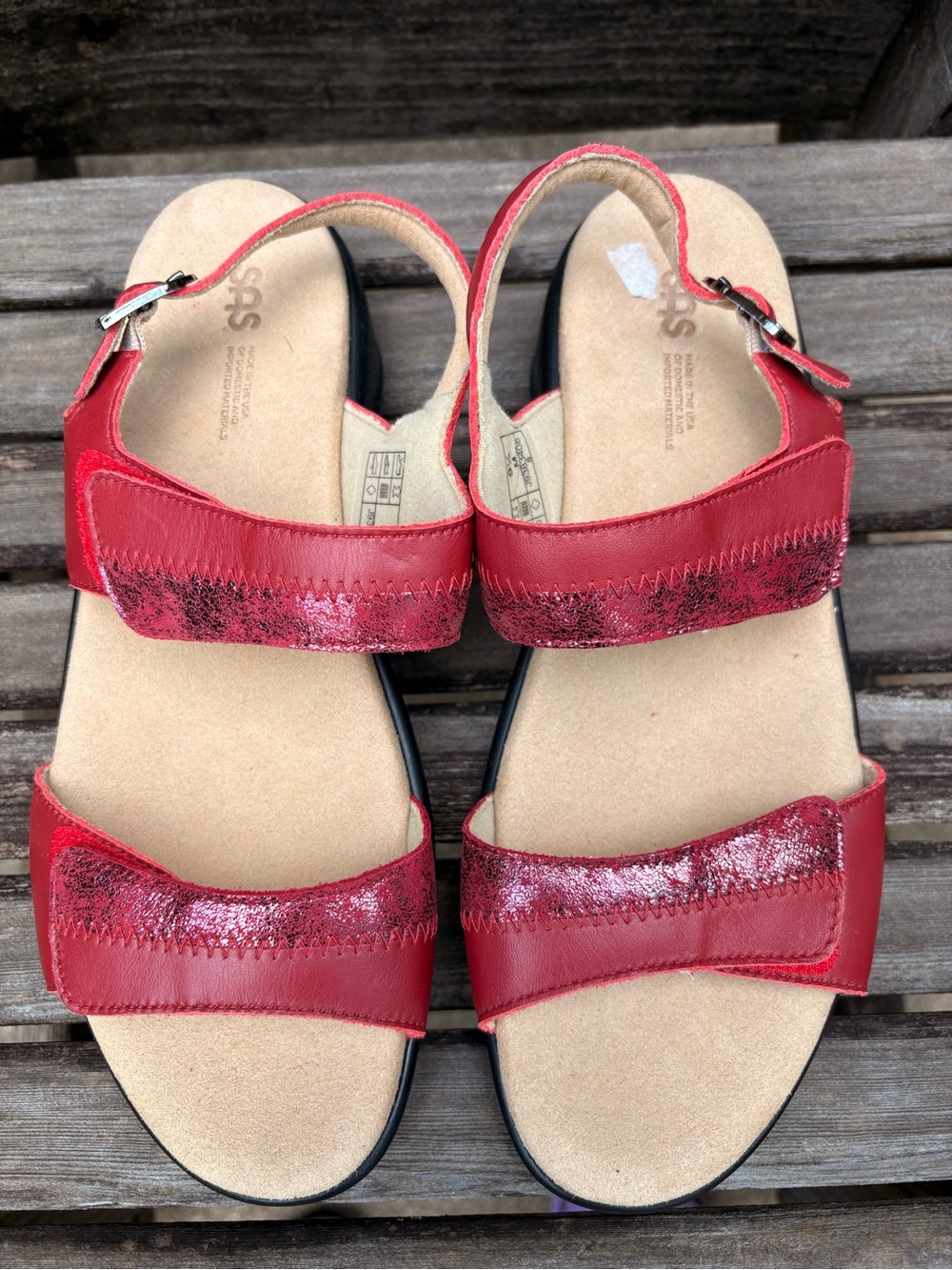 SAS Nudu Red Leather Sandals NWOT